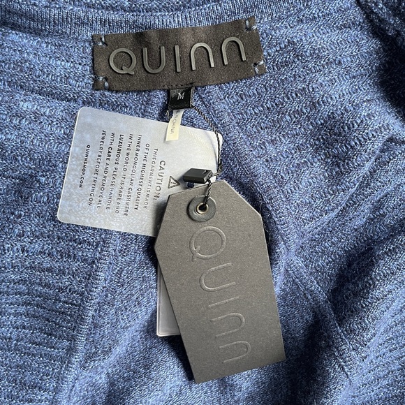 NWT QUINN Eva Marie Cashmere Hooded Coatigan in Navy Mouline - Picture 7 of 7